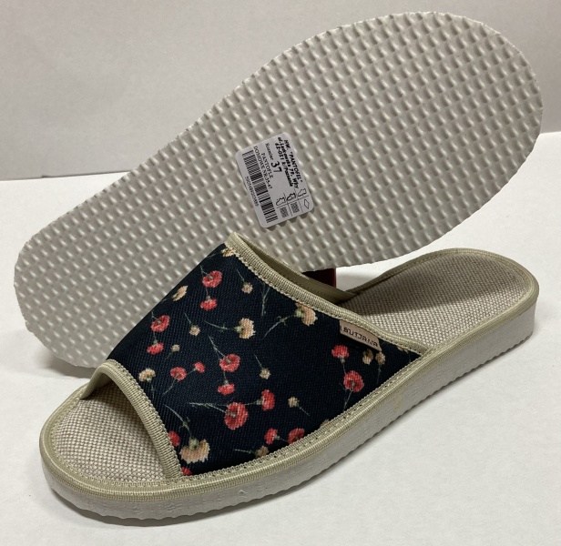 BJ0000/01  NR;36-41 PANTOFLE DOMOWE  GOZDZIKI WYCĘTY PALEC Z LNEM PIANKA EVA HARD 