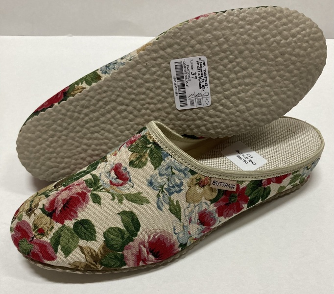 OBUWIE  DOMOWE EKOLOGICZNE BJ0L05 NR:34-41 LEN+BAWEŁNA BEŻ W KWIATY