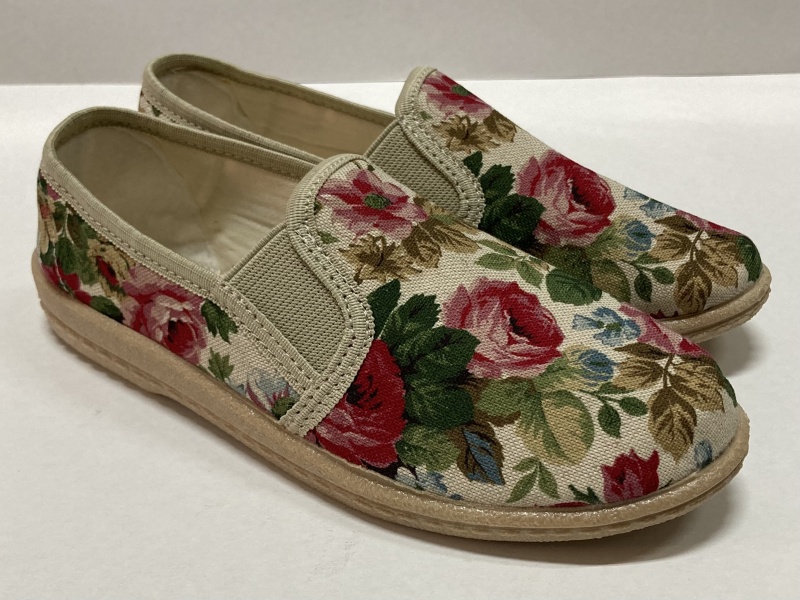 TENISÓWKI DAMSKIE EKOLOGICZNE Z LNU W KWIATY BEŻ BJ0L31 NR;36-42 